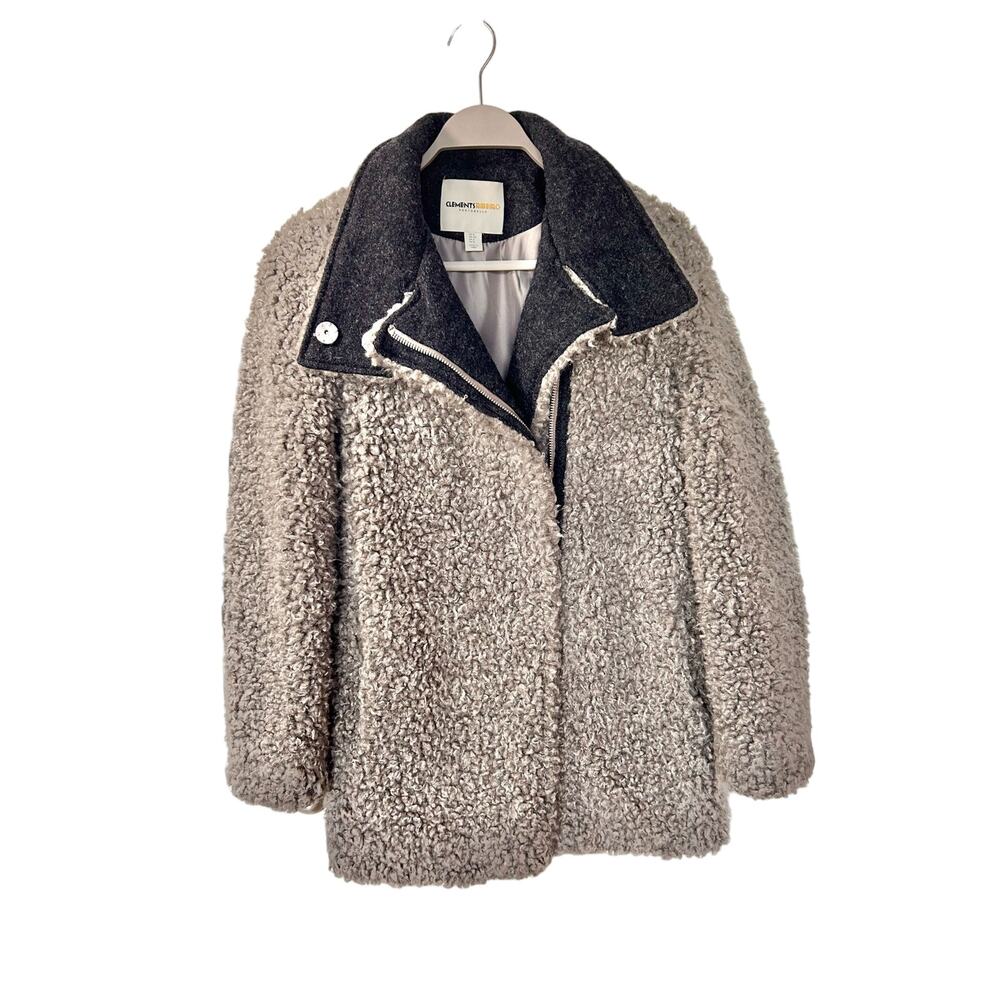 Clements Ribeiro Women's‎ Teddy Knit Wool Jacket Winter Warm Gray Size Small